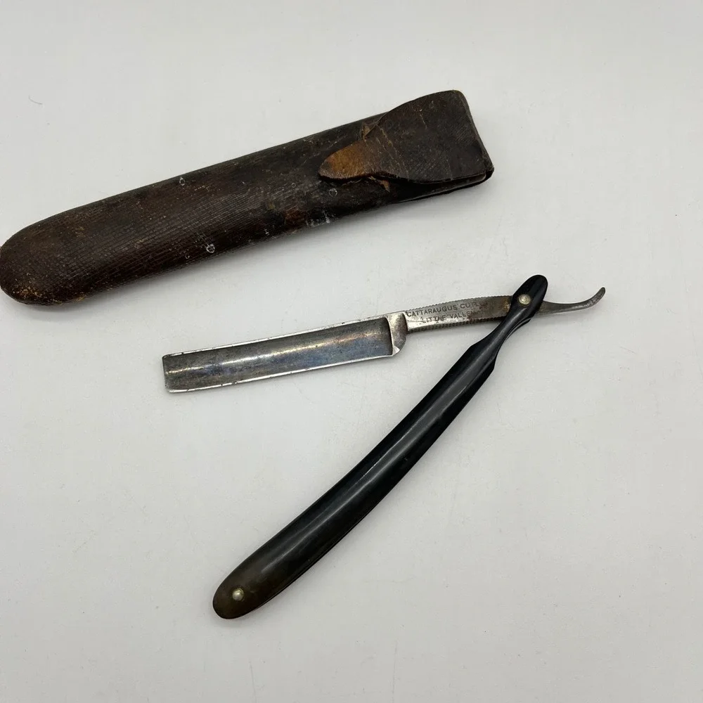 Antique Edwardian‎ Telescoping Brass Shaving Stand Mirror Brush Cup Razor